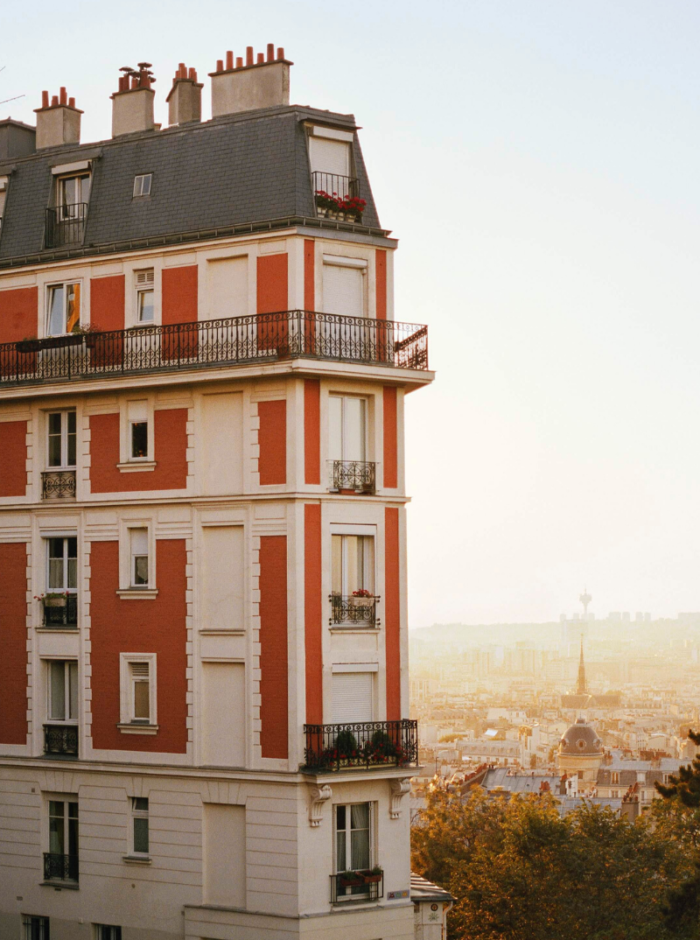 cityscape with golden light of building