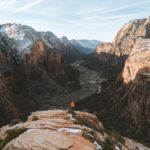 person standing near mountains