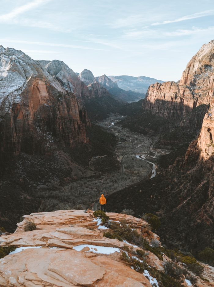 person standing near mountains